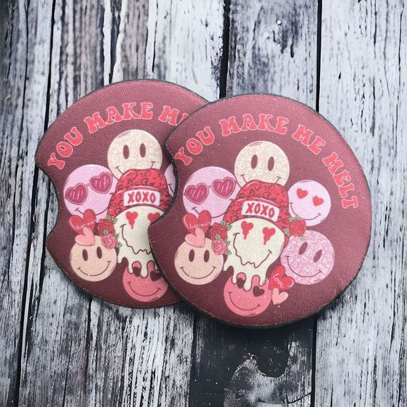 You Make Me Melt Valentine Car Coaster 2 Pack - Picture 2 of 10